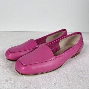 Enzo Angiolini Womens Retro Leather Pink Flats Loafers Sz 6.5